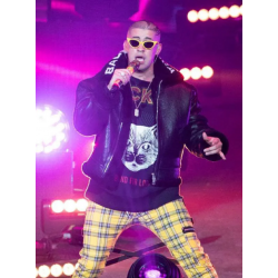 American Airlines Arena Bad Bunny Shearling Leather Jacket
